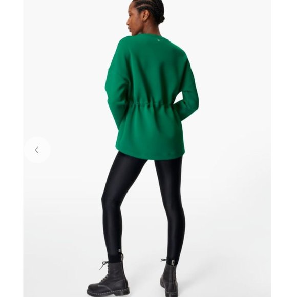Sweaty Betty Emerald Green Scuba Fabric Drawstring Waist Sweatshirt XS - Picture 5 of 11